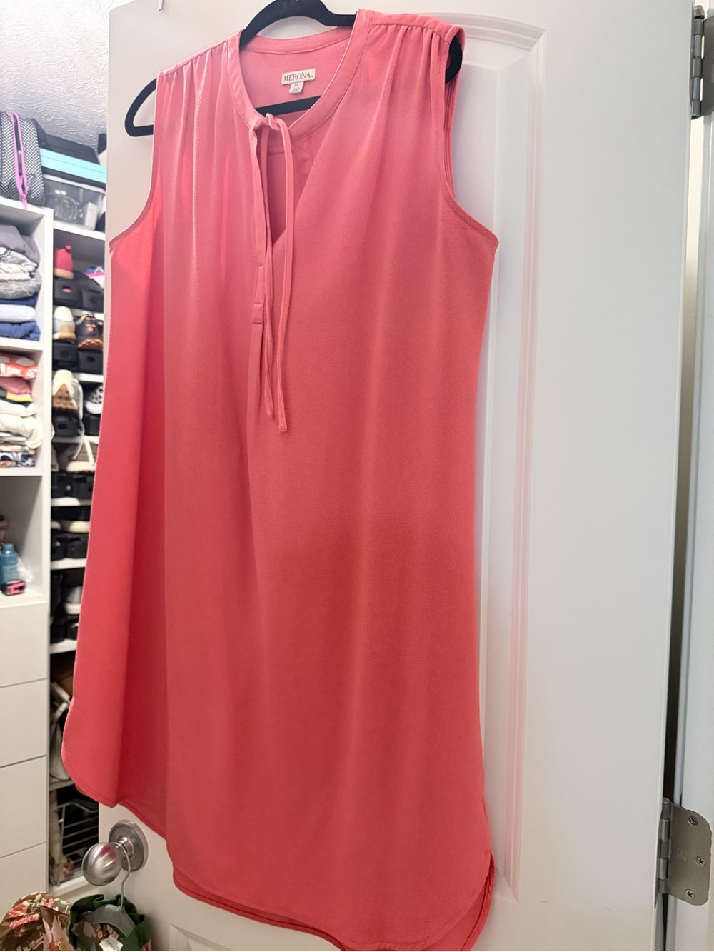 Merona Coral Tie-Neck Sleeveless Dress